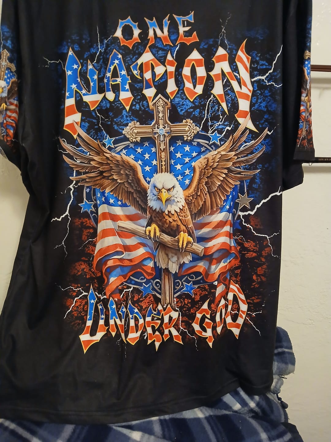 Customer photo review of One Nation Under God Eagle Men's All Over Print Shirt  - Tlnt2905252