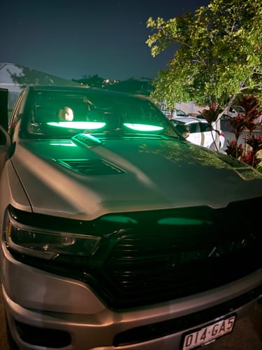 Customer photo review of LED Windshield Eyes - Transform Your Truck Into a Beast