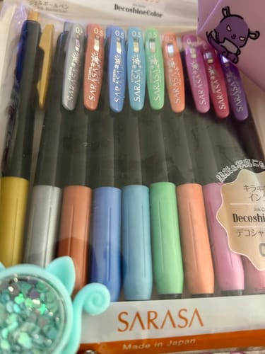 Customer photo review of Zebra Sarasa Clip Gel Pen - Decoshine Color - 10 Color Set