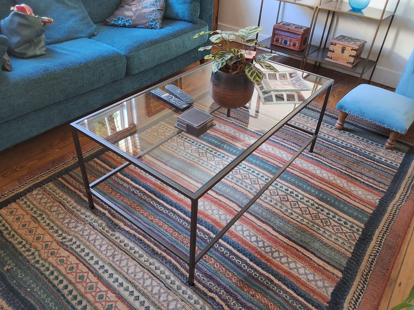 Customer photo review of Madison Glass Metal Coffee Table - Dark Bronze