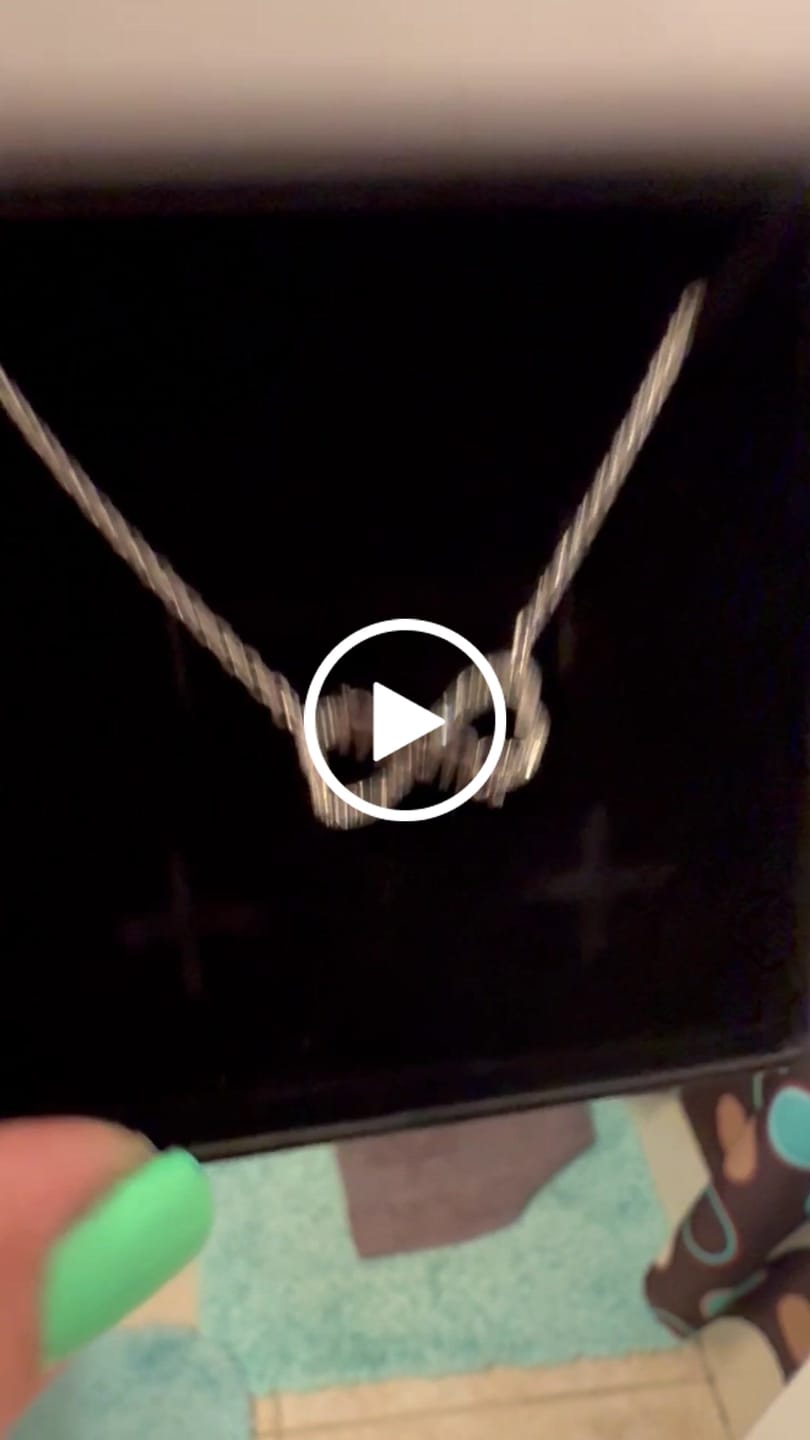 Customer video review of Lisa 18k White Gold Plated Infinity Mom Heart Necklace with Swarovski Crystals