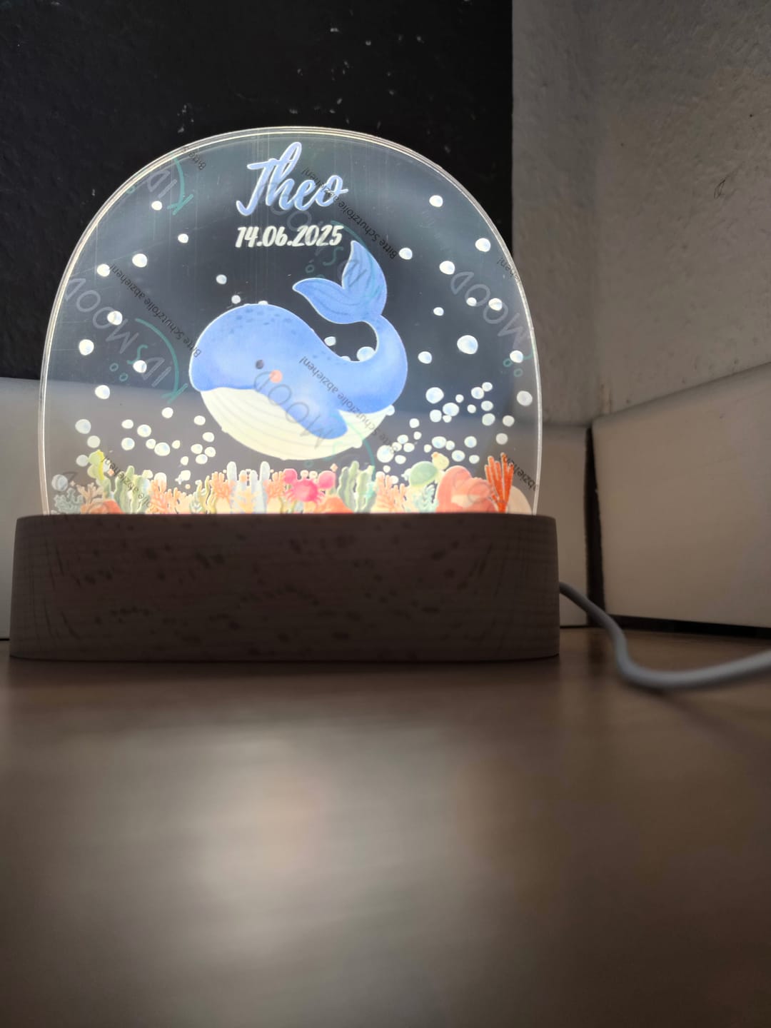 Customer photo review of Nachtlicht Kinder personalisiert - Wal im Meer