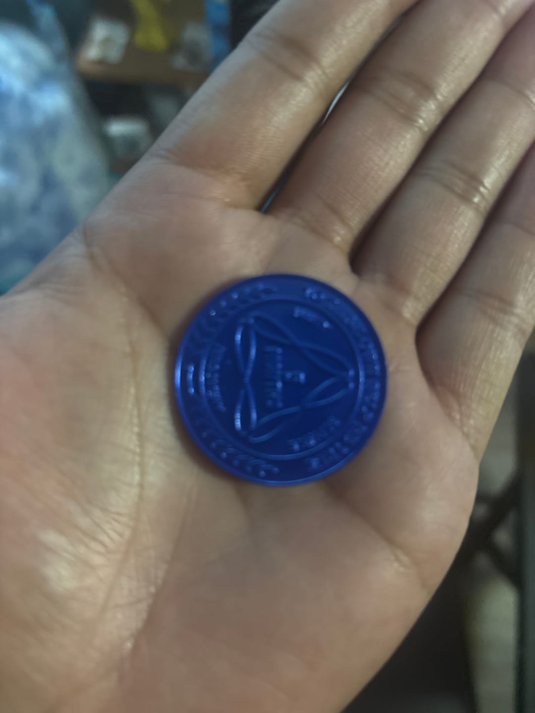 Customer photo review of Sobriety Mint Infinity Aluminum AA Meeting Newcomer Sobriety Chips/Coins/Tokens - 5 Months - Blue