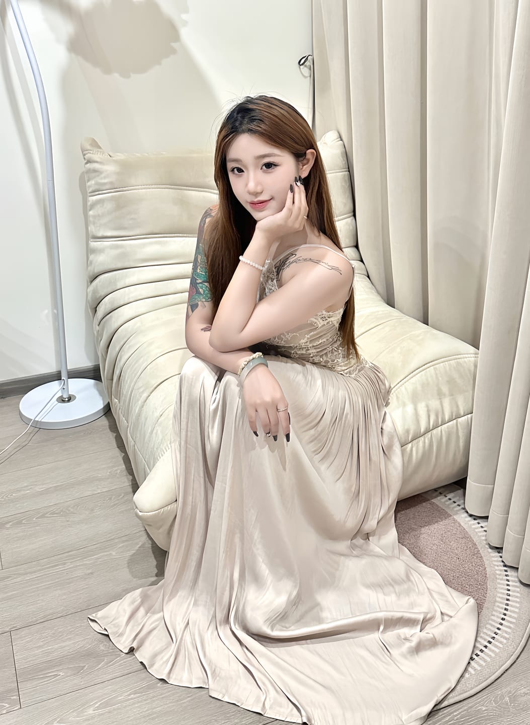 Customer photo review of ROVENTE Embroidered Lace Halter Dress With Gathered Hem