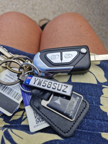 Customer photo review of Personalised Metal Number Plate Keyring