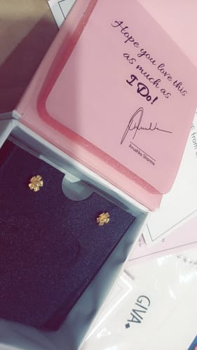 Customer photo review of Golden Florally Yours Earrings