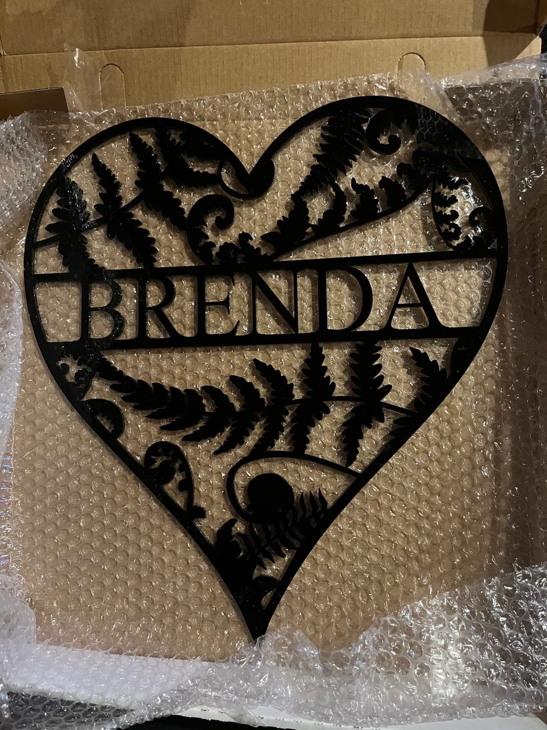 Customer photo review of Personalised Fern Heart Wall Art