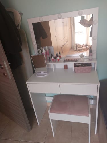Customer photo review of Τραπέζι Μπουντουάρ Μακιγιάζ Μεικαπ Τουαλέτας Κρεβατοκάμαρας Καθρέφτης Λευκό με Φωτισμό LED Ρυθμιζόμενη Φωτεινότητα RD-T120T10