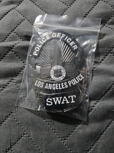 Customer photo review of LAPD Los Angeles Police SWAT Badge Solid Copper Replica Movie Props