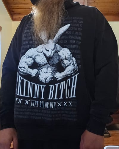 Customer photo review of gym hoodie (skinny b1tch)