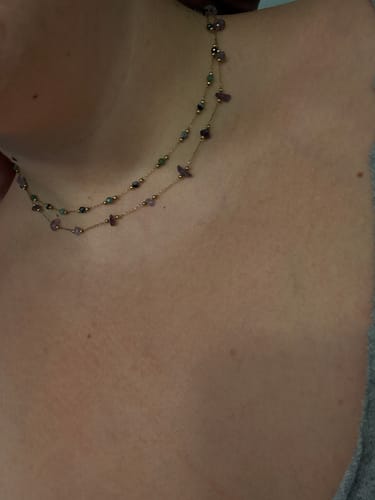 Customer photo review of Lulu Forest Beaded Stone Necklace