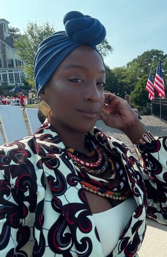 Customer photo review of HAWA AFRICAN PRINT TAILORED SUIT SET [MULTICOLOR]
