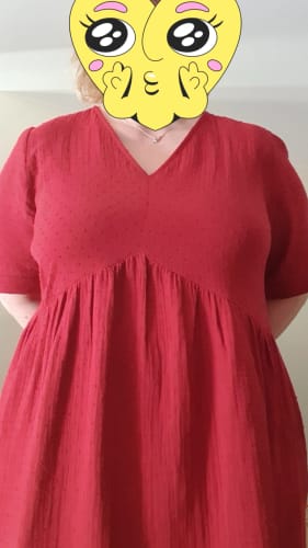 Customer photo review of Robe Edonie - double gaze de coton plumetis grenat