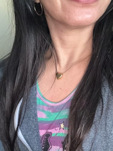 Customer photo review of Solid Heart Necklace in Gold - Mini