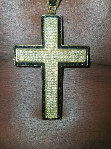 Customer photo review of FREE Thick Layer Cross CZ Iced Out Pendant