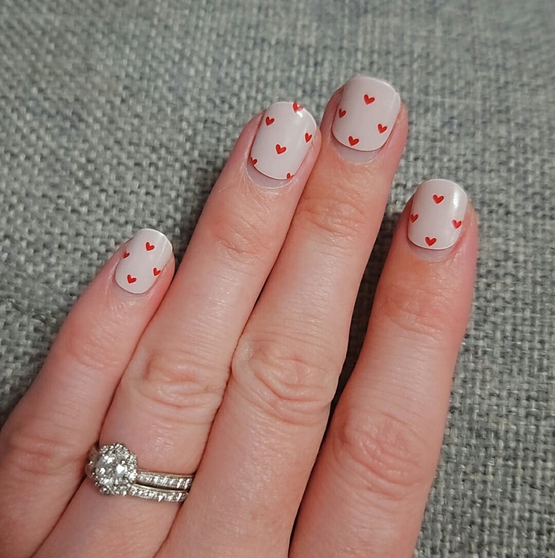 Customer photo review of Cupid's Kisses Semi Cured Gel Nail Sticker Kit (Valentines) | Sunday Nails AU