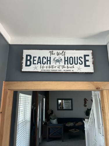 Customer photo review of Personalized Beach House Sign