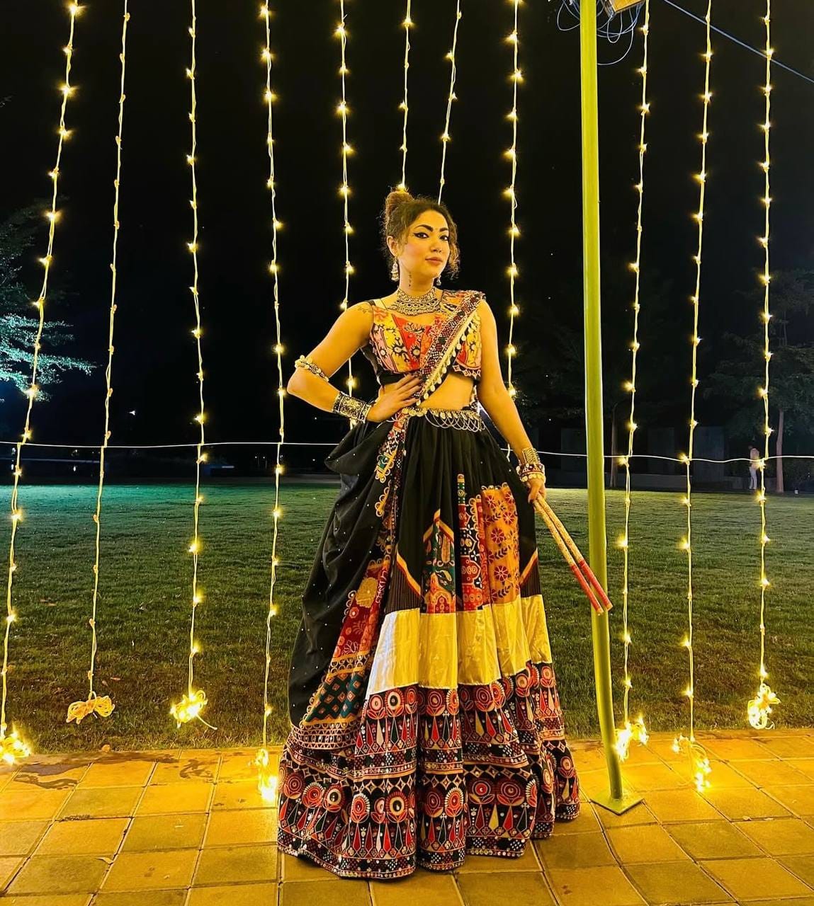 Customer photo review of Black Color Digital Printed Mirror Work Chaniya Choli