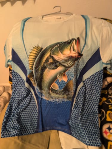Customer photo review of Largemouth bass Fishing blue Bass jersey Customize name Bass fishing tournament T-shirt NPQ314
