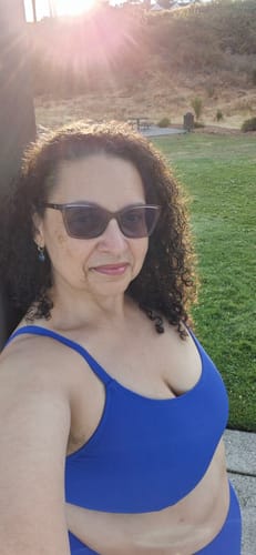 Customer photo review of Cozy Cobalt Blue Rib Scoop Top