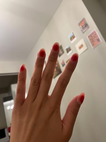 Customer photo review of Caught Red Handed Press On Nails (24PC)