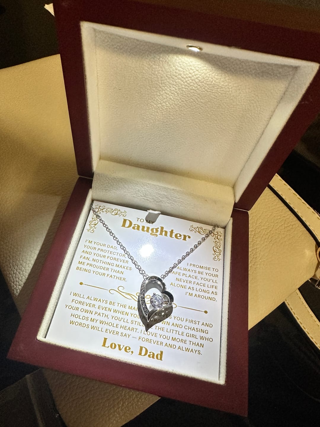Customer photo review of To My Daughter - Forever Love Neckalce With Free Zirconia Earrings