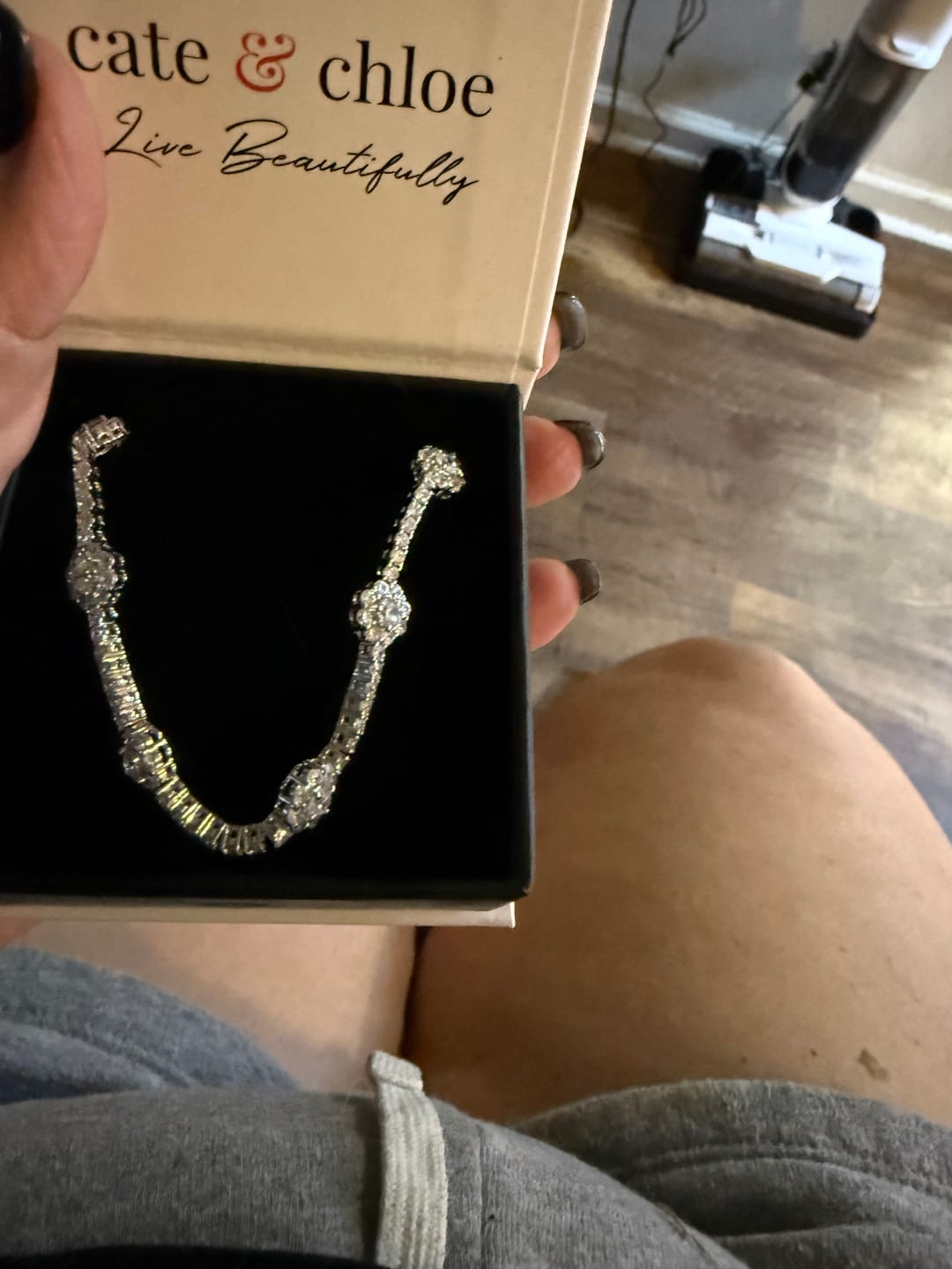 Customer photo review of Leah 18k White Gold Plated Tennis Bracelet with Simulated Diamond Crystals