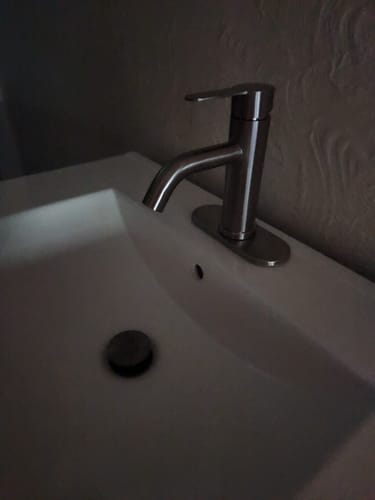 Customer photo review of Single Hole Single-Handle Bathroom Faucet in Brushed Nickel