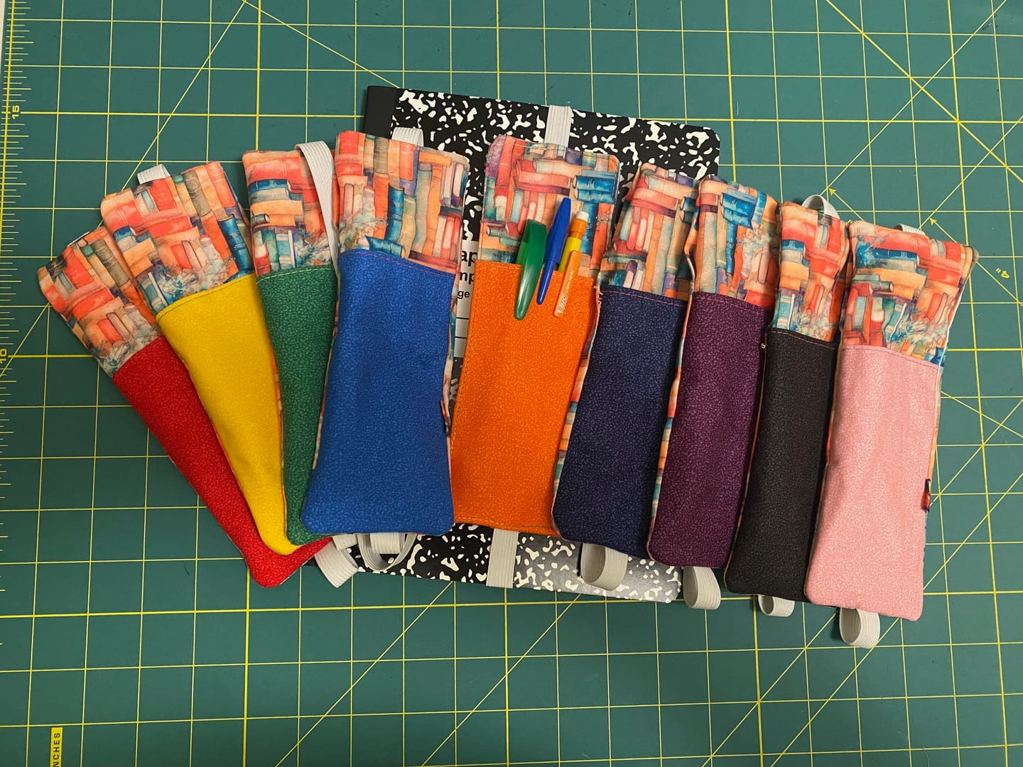 Customer photo review of Whimsical Colorful Stacked Books Fabric