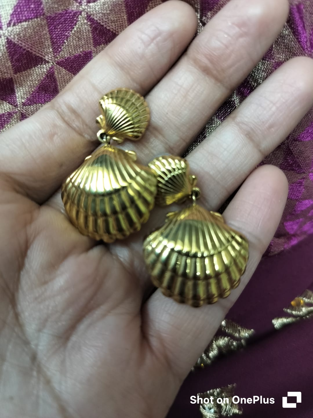 Customer photo review of Shell Drop Earrings