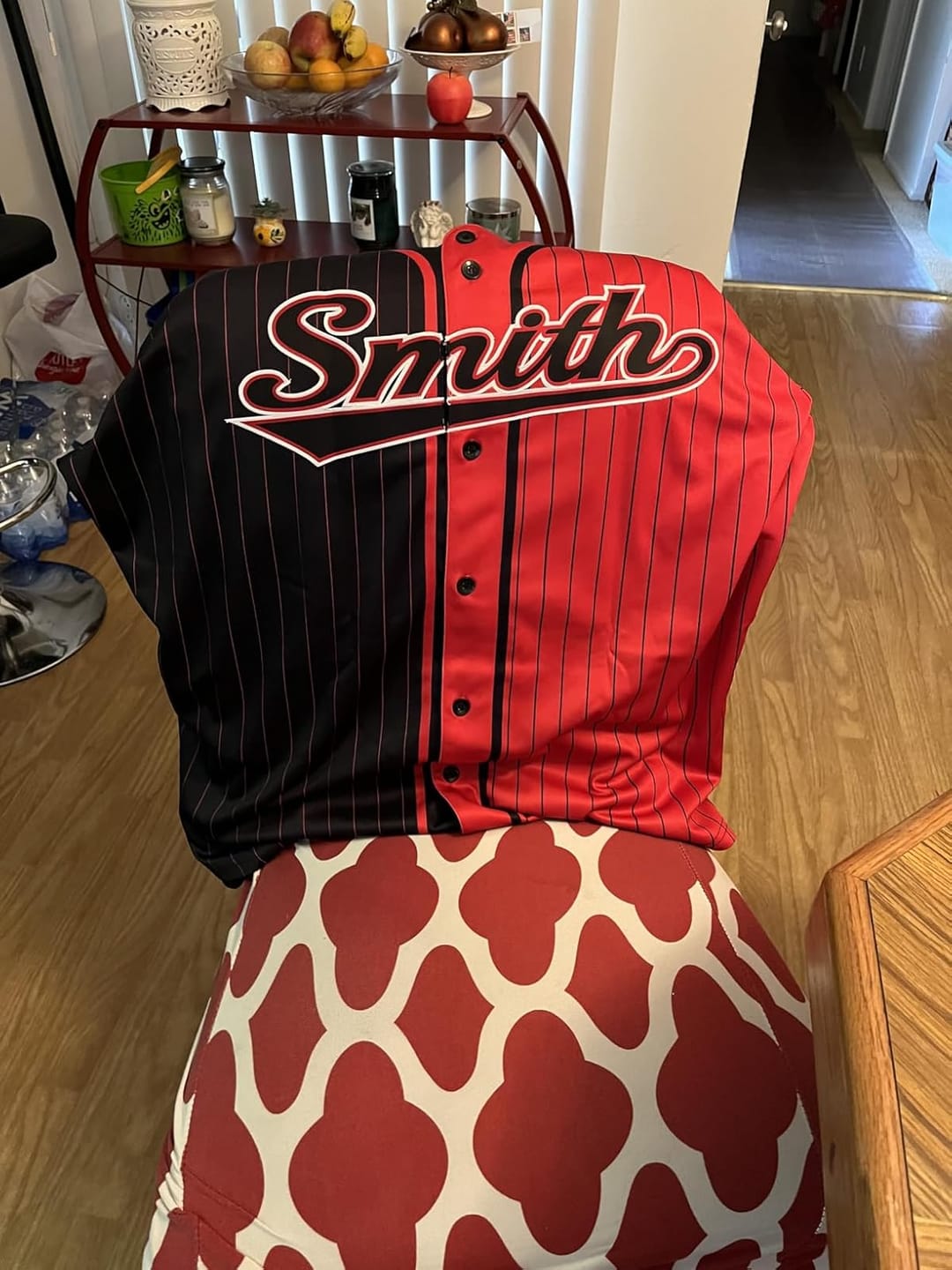 Customer photo review of Custom Navy Red Two Tone Striped Fashion Authentic Baseball Jersey