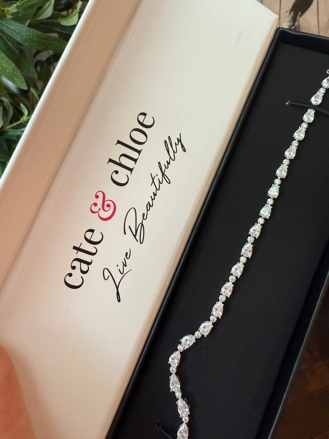 Customer photo review of Katelynn 18k White Gold Plated Tennis Bracelet with Simulated Diamond Crystals