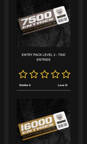 Customer photo review of ENTRY PACK LEVEL 5 - 16,000 ENTRIES