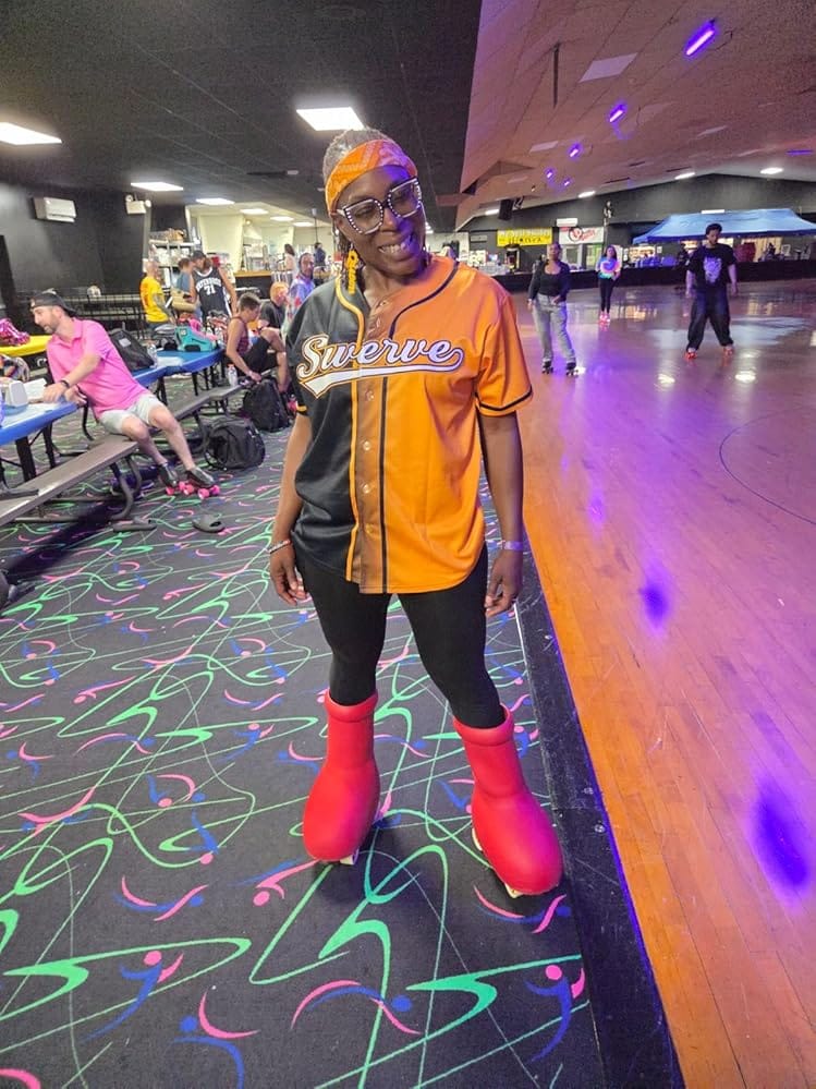 Customer photo review of Custom Purple Gold Two Tone Striped Fashion Authentic Baseball Jersey