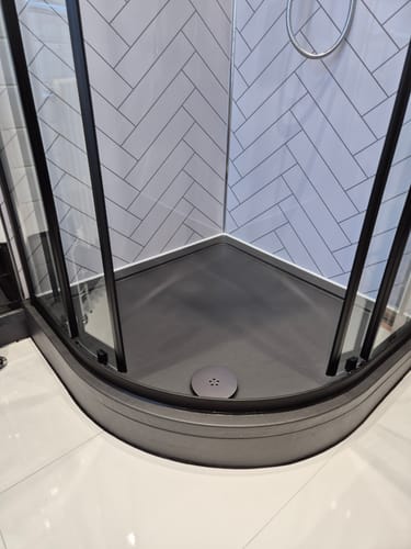 Customer photo review of Brushed Gun Metal Fast Flow 90mm Shower Waste