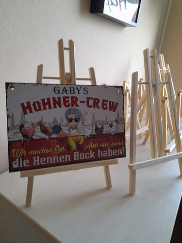Customer photo review of Personalisiertes Gartenschild mit Hühner Motiv