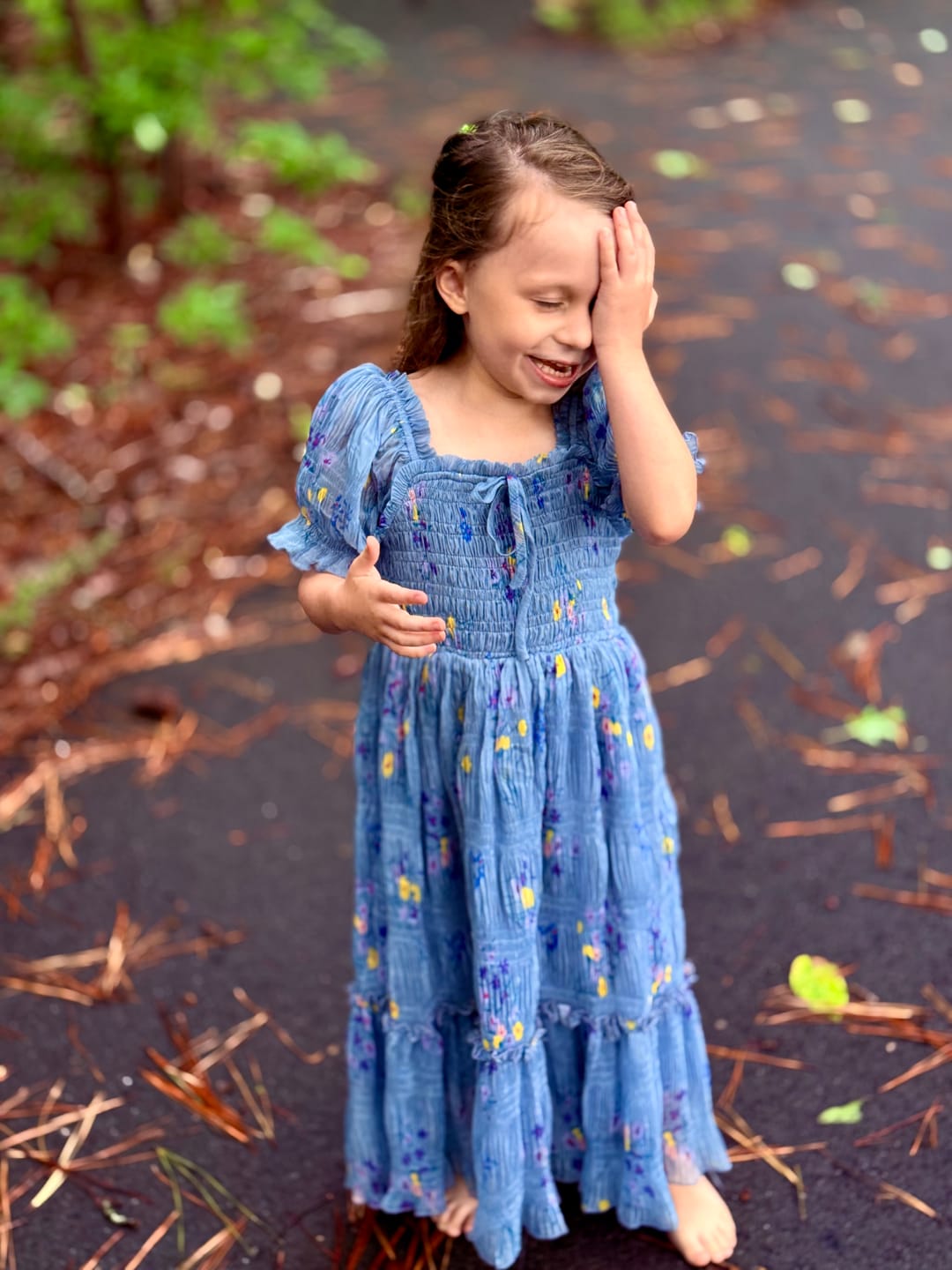 Customer photo review of Crinkled Chiffon Dress - Dusty Blue