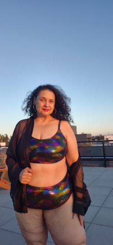 Customer photo review of Metallic Rainbow Scoop Top