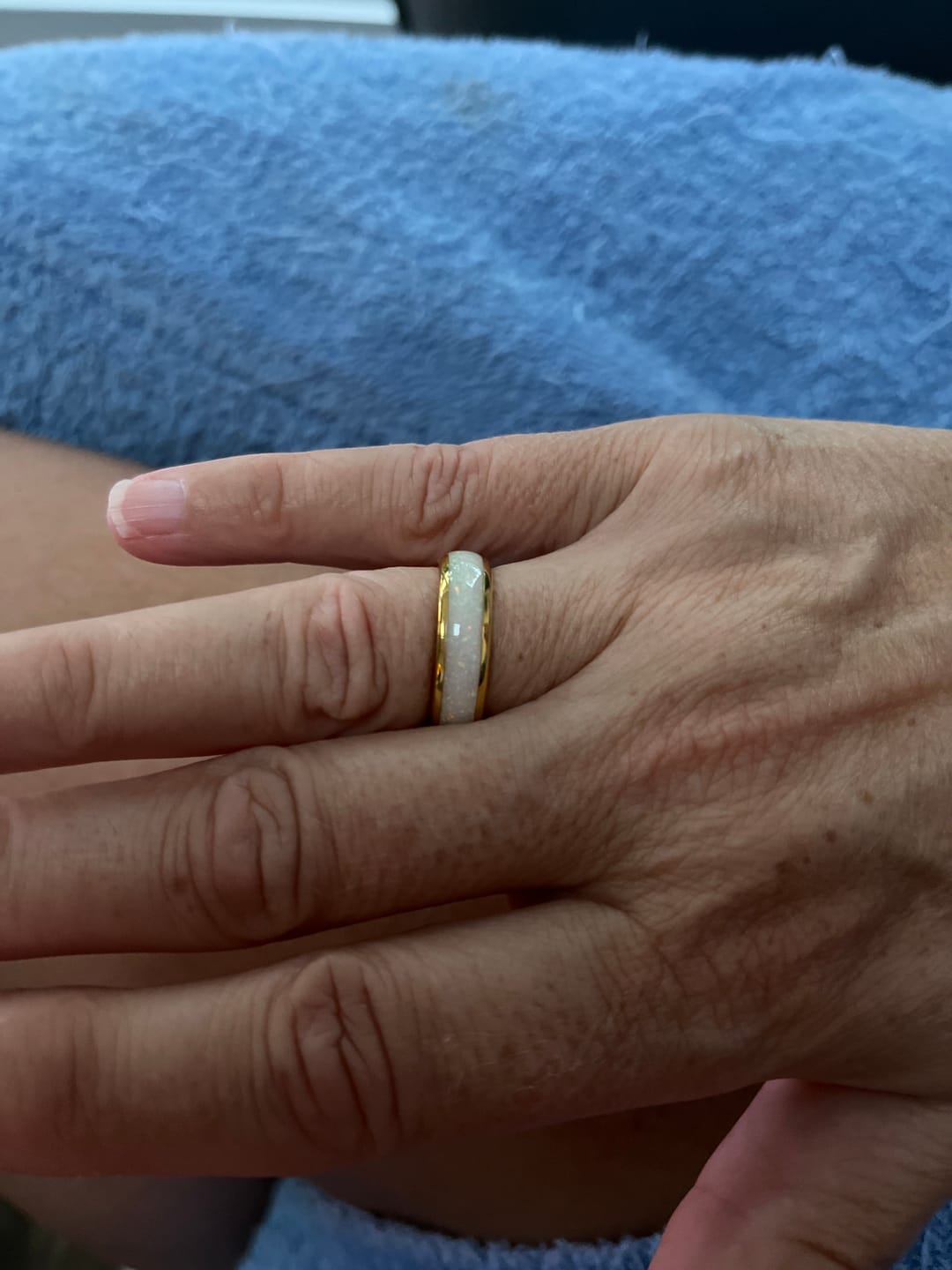 Customer photo review of The Golden White Opal 6mm Wonder Ring