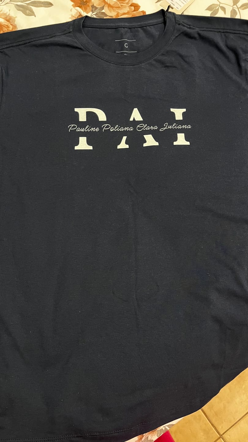 Customer photo review of Camiseta Personalizada MÃE / PAI E FILHOS - Algodão 100%
