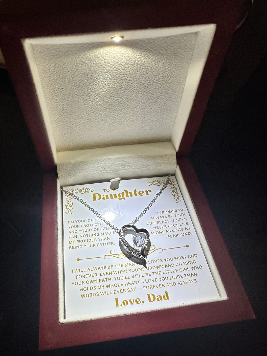 Customer photo review of To My Daughter - Forever Love Neckalce With Free Zirconia Earrings