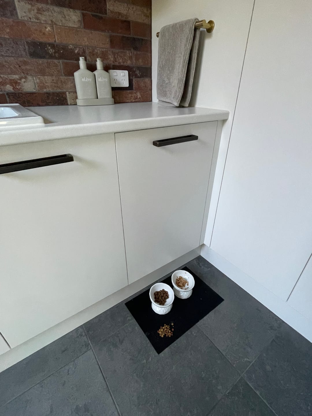 Customer photo review of Tilting Ceramic Cat Bowls With Uneven Texture
