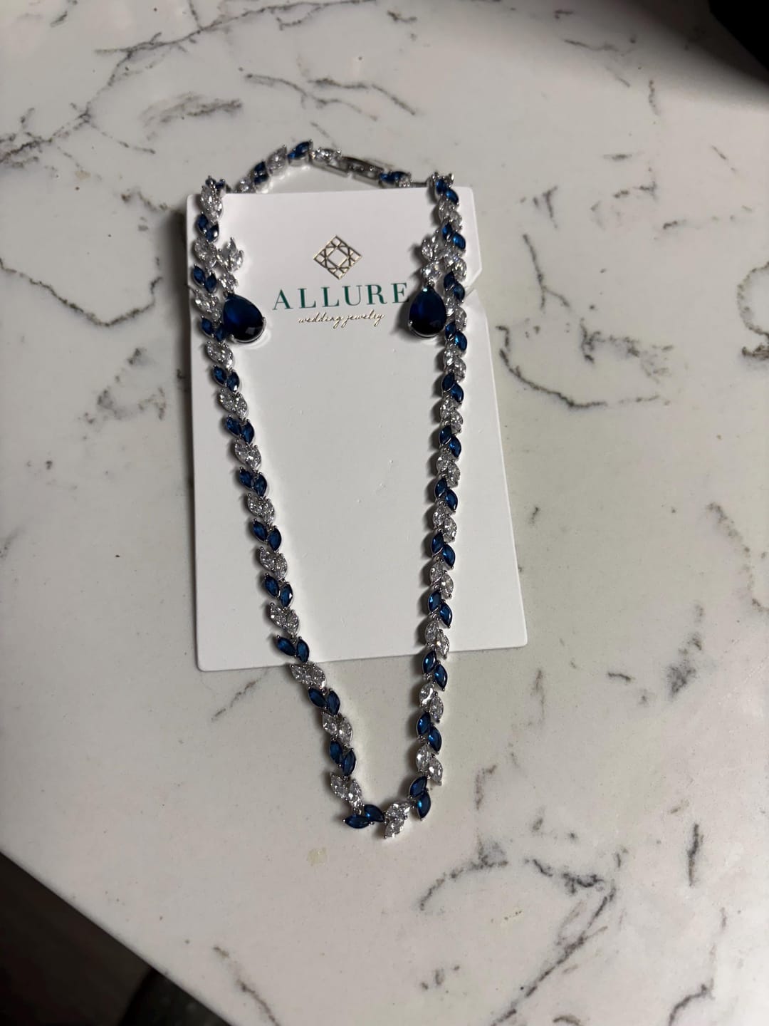 Customer photo review of Evelyn Sapphire Blue and Clear Jewelry Set