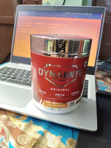 Customer photo review of Dynamite Pre-Workout | Valencia Orange - (420g, 30 Servings)