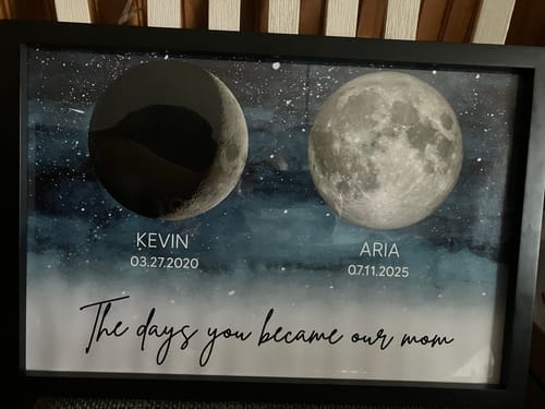 Customer photo review of Starry Night The Day You Became Our Mom Dad Custom Birthday Moon Phase Personalized Poster, Gift, Father's Day Gift
