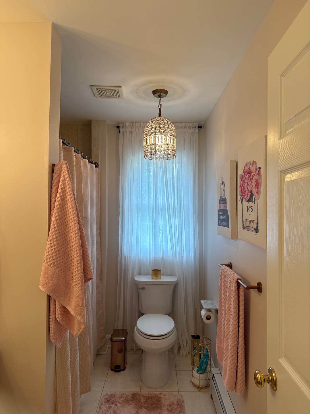 Customer photo review of French Antique Brass Crystal Cage Chandelier