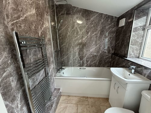 Customer photo review of Premium Pietra Marble Gloss Shower Wall Panel – 1M x 2.4M