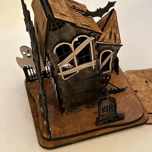 Customer photo review of Halloween house scene lamp laser cut svg file