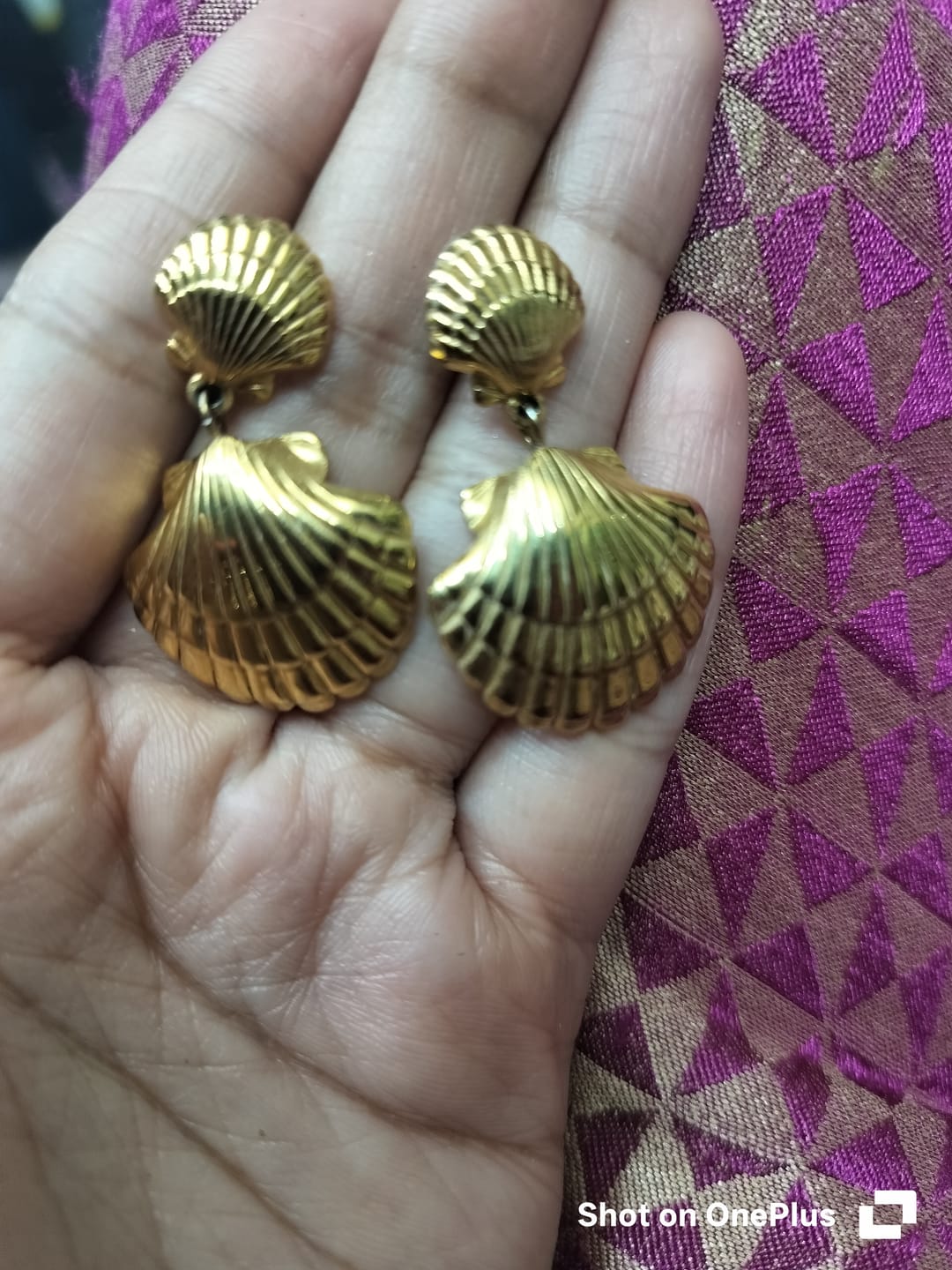 Customer photo review of Shell Drop Earrings