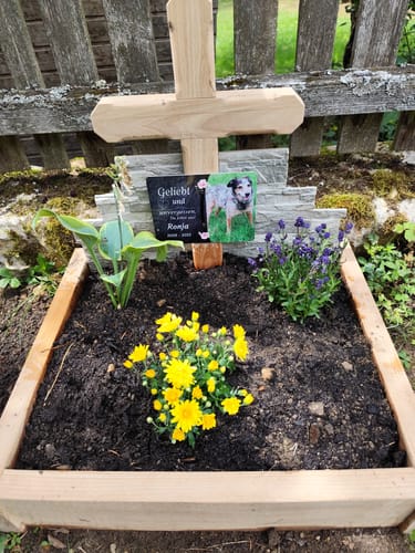 Customer photo review of Hunde Gedenktafel mit Foto & Spruch (UV- & Wetterfest)